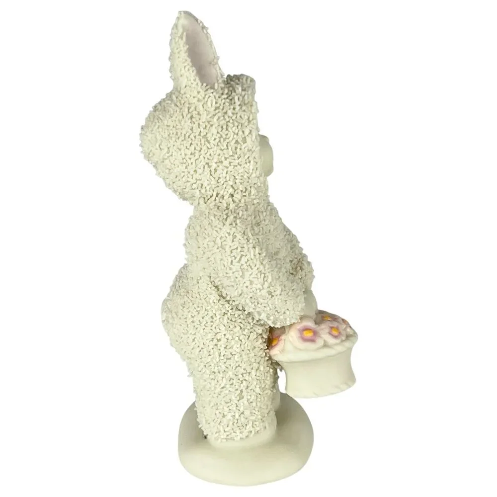 Dept 56 Snowbunnies Figurine A Basket Of Cheer Pink Flowers Easter Snowbabies